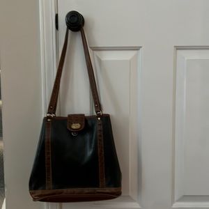 Classic and authentic Vintage Brahmin black and brown croc leather bag